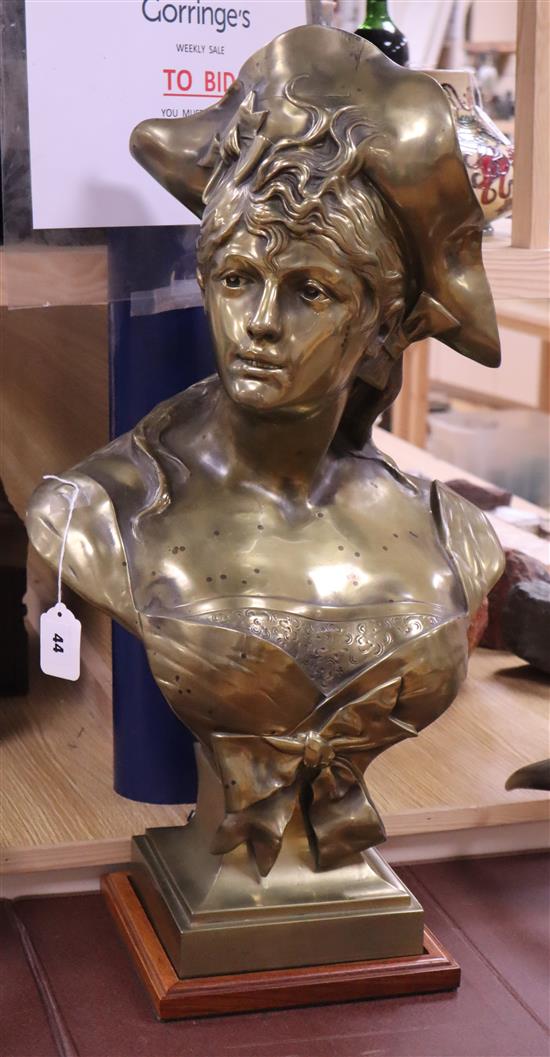 A French bronze bust of a lady, c.1900, H.71cm